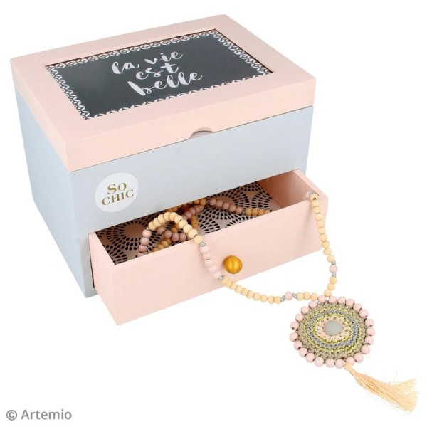 Boîte à bijoux en bois avec tiroir - 18 x 13 x 13 cm - Photo n°4