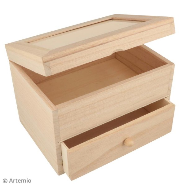 Boîte à bijoux en bois avec tiroir - 18 x 13 x 13 cm - Photo n°5