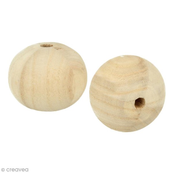 Perles en bois géantes - 5 cm - 2 pcs - Photo n°1