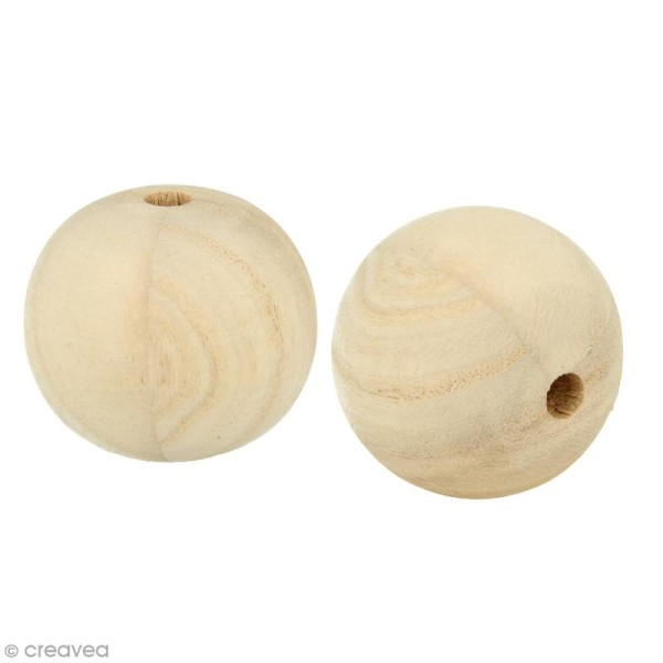 Perles en bois géantes - 6 cm - 2 pcs - Photo n°1
