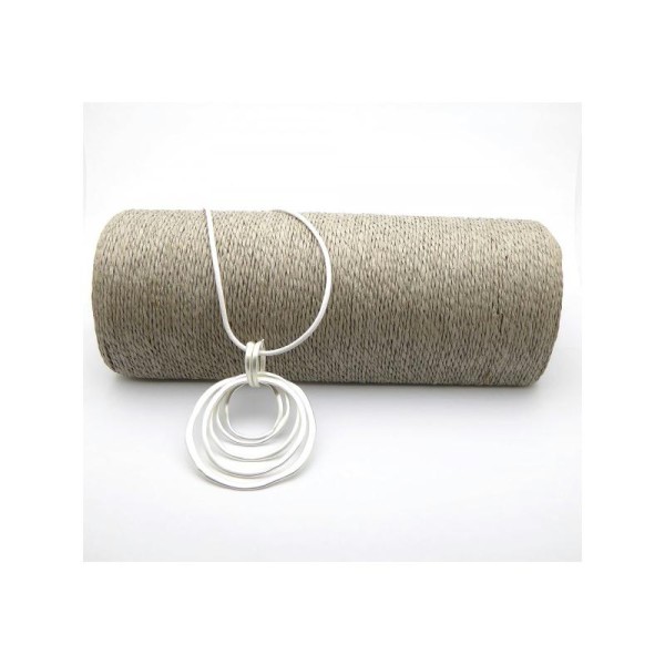 Kit collier sautoir multi-cercles cuir rond 2mm blanc  - par 1 kit - Photo n°1
