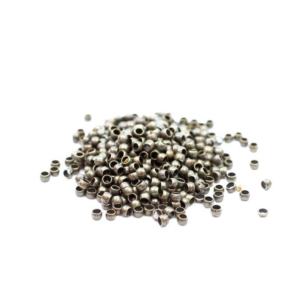 1000 Perles à écraser - Diamètre 2 mm - Couleur bronze - Photo n°1