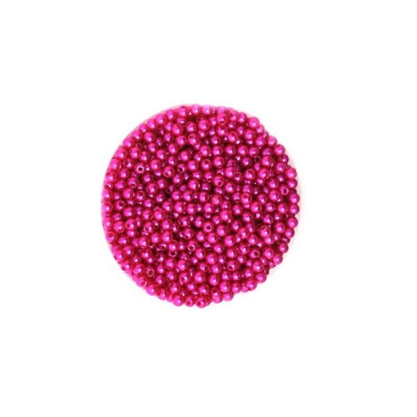 100 Petite perles ronde nacré acrylique fuchsia 4 mm - Photo n°1
