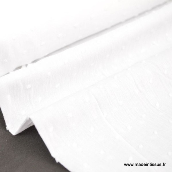 Tissu  plumetis fantaisie blanc - Photo n°1
