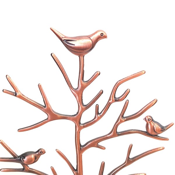 Porte bijoux arbre en métal avec oiseaux Cuivre - Photo n°2
