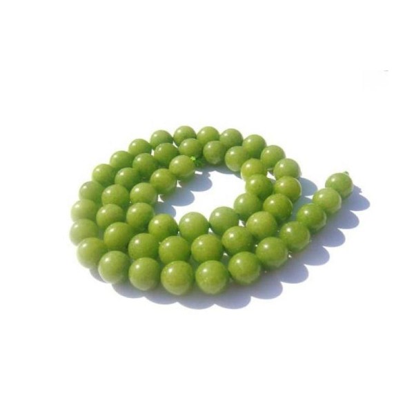 Jade teinté Vert Clair : 10 Perles 8 MM de diamètre - Photo n°1
