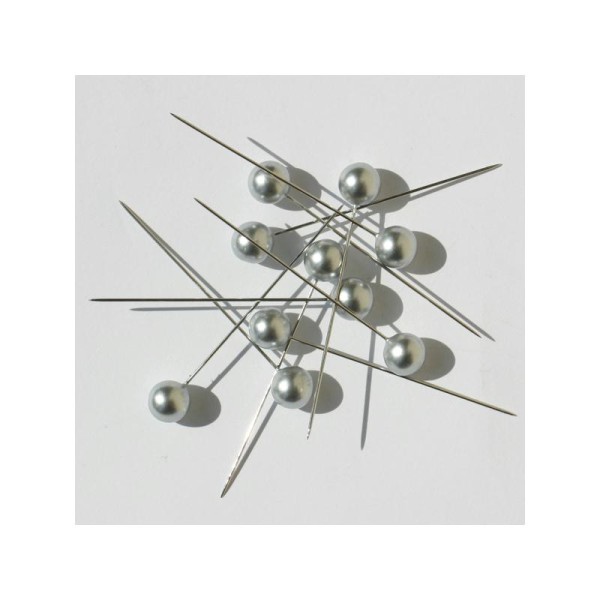 Epingles perles silver à grosse tête - 65 mm de long : diamètre tête 10 mm. (vendu par 10) - Photo n°1