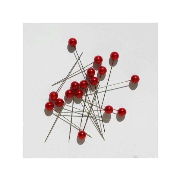 Epingles rouges à grosse tête - 65 mm de long : diamètre tête 10 mm. (vendu par 10) - Photo n°1