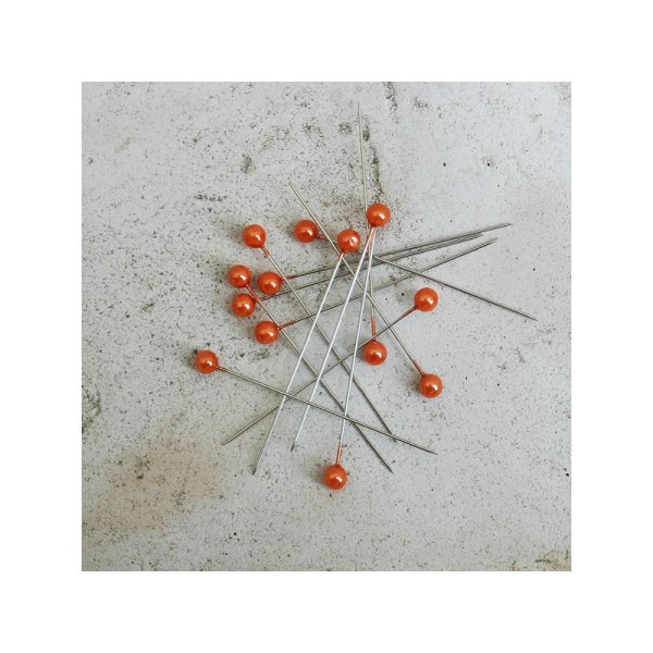 Epingles oranges - 65 mm de long : diamètre tête 6 mm. (vendu par 10) - Photo n°1