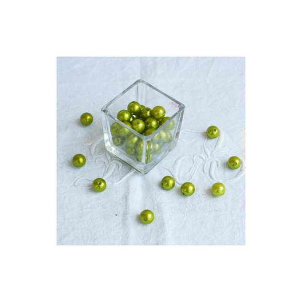 Perles vertes 14 mm - vendues par 10 - Photo n°1