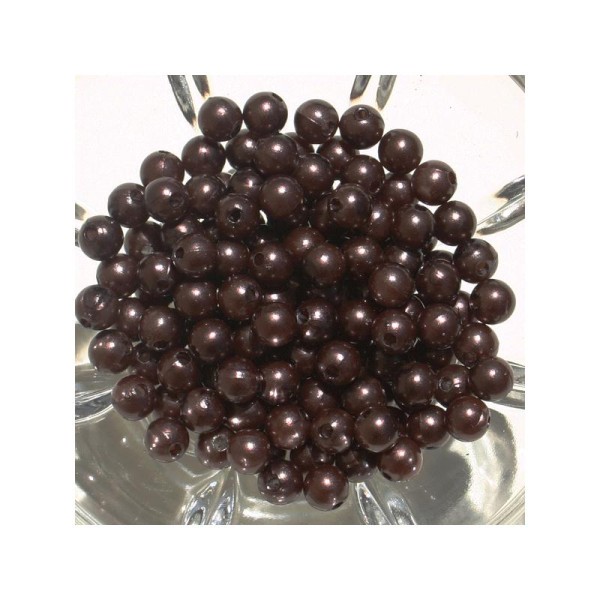 Perles chocolat 8 mm - vendues par 20 - Photo n°1