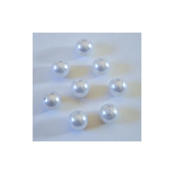 Très grosses perles blanches nacrées - diamètre 24 mm - vendues par 6 - Photo n°1