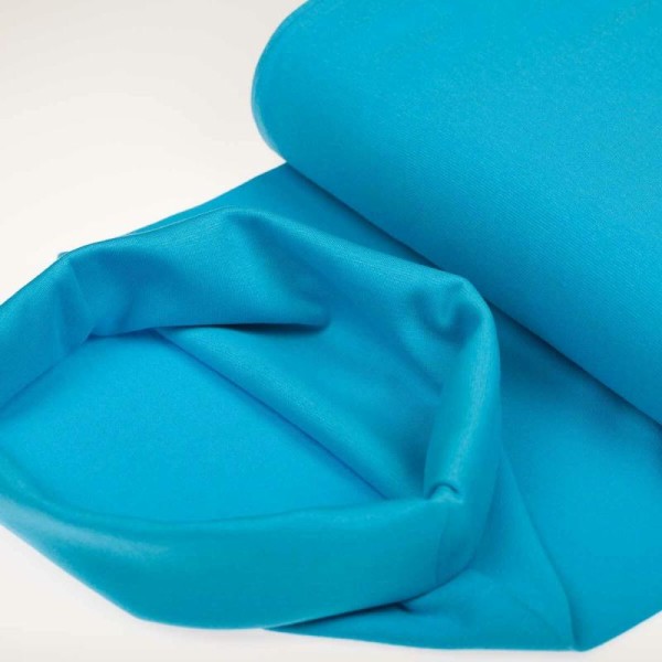 Tissu bord côte tubulaire maille jersey - Bleu turquoise - Oeko-Tex® - Photo n°2