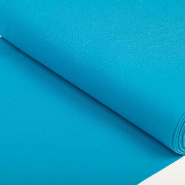 Tissu bord côte tubulaire maille jersey - Bleu turquoise - Oeko-Tex® - Photo n°1