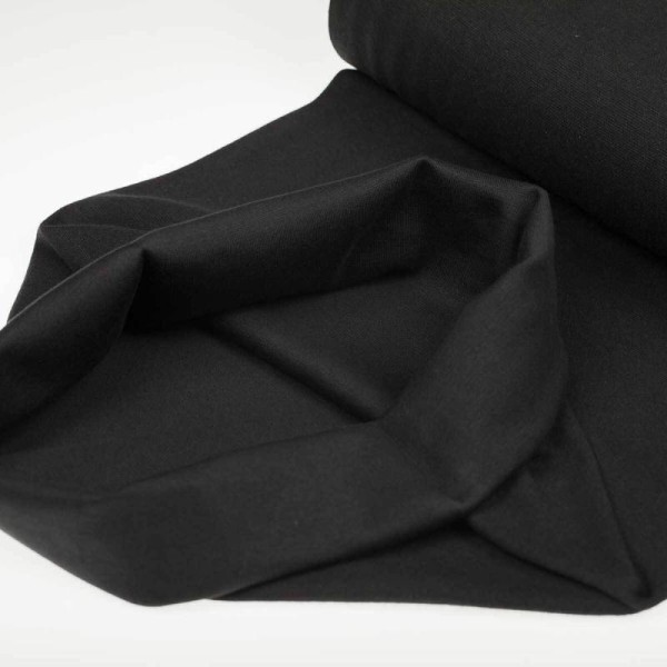 Tissu bord côte tubulaire maille jersey - Noir - Oeko-Tex® - Photo n°2