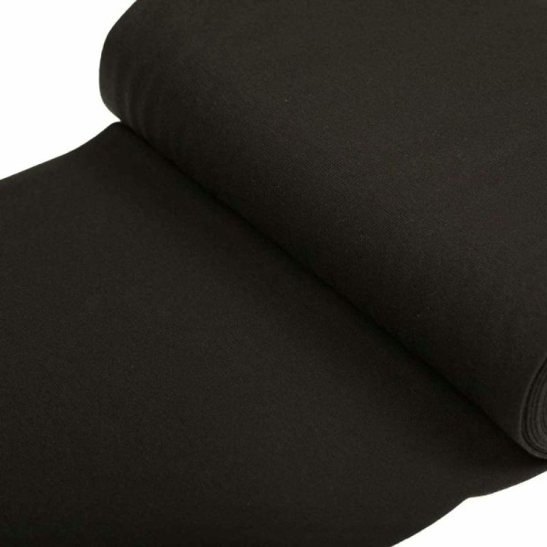 Tissu bord côte tubulaire maille jersey - Noir - Oeko-Tex® - Photo n°1