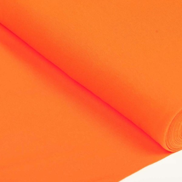 Tissu bord côte tubulaire maille jersey - Orange vif - Oeko-Tex® - Photo n°1