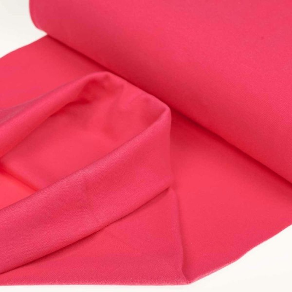 Tissu bord côte tubulaire maille jersey - Rose fuchsia - Oeko-Tex® - Photo n°2