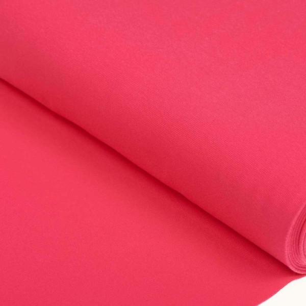 Tissu bord côte tubulaire maille jersey - Rose fuchsia - Oeko-Tex® - Photo n°1