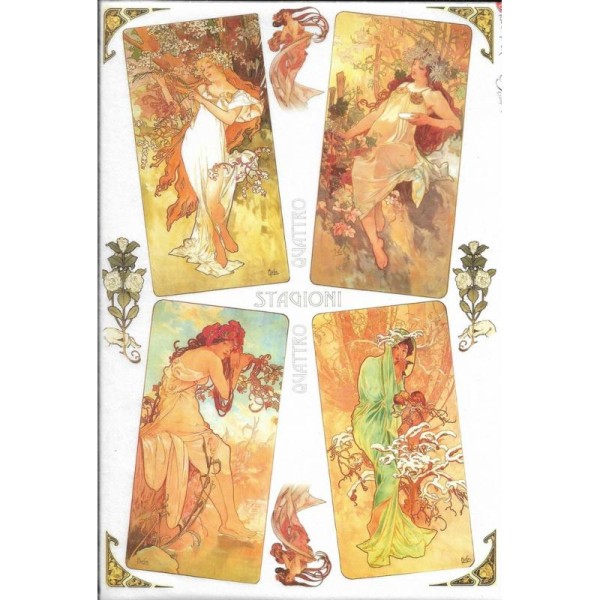 Papier de riz 22x32 cm Art Nouveau Mucha Les 4 Saisons Découpage Collage Scrapbooking Carterie - Photo n°1