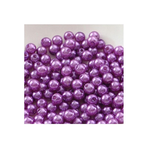 50 Perles 4mm Imitation Brillant Couleur Violet Creation bijoux, bracelet, collier, ... - Photo n°1