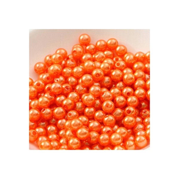 50 Perles 4mm Imitation Brillant Couleur Orange Creation bijoux, bracelet, collier, ... - Photo n°1