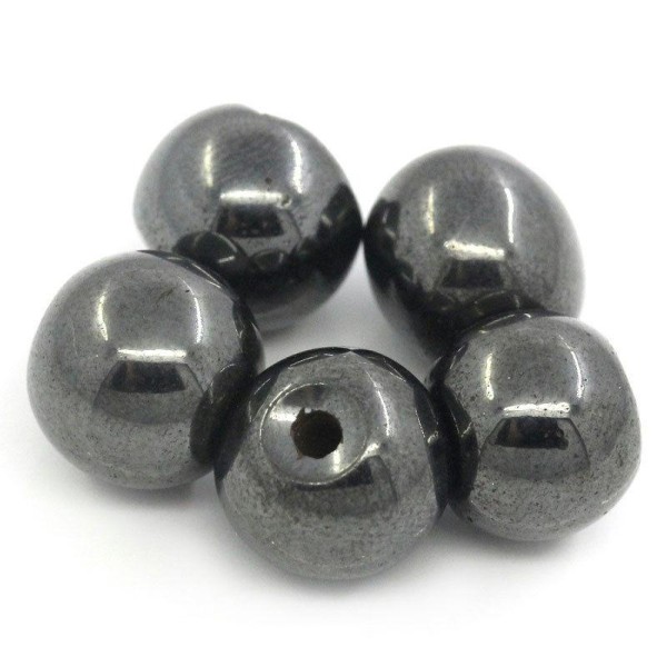 Lot 20 Perles Hematite Noir 6mm Magnétique Création bijoux, bracelet, Collier - Photo n°2