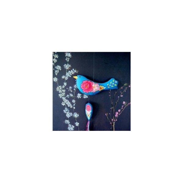 Kit de couture - oiseau fleuri bleu - Photo n°1