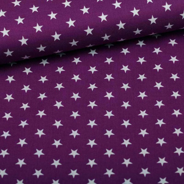 Tissu étoile - Blanche & violet - Oeko-Tex® - Photo n°1