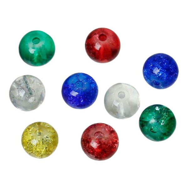 20 Perles en Verre Craquelé 6mm perle fissuré - Photo n°1
