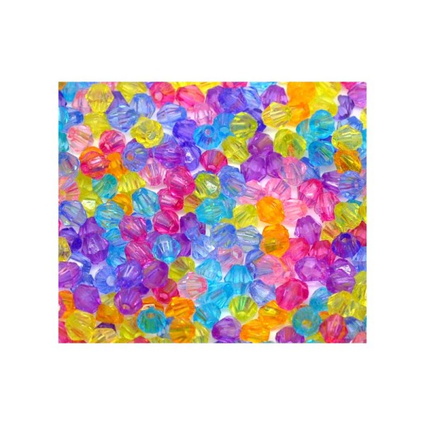 Lot 50 Mixte Perles 6x6mm Multicolore Intercalaires Bicone toupie Acrylique - Photo n°2