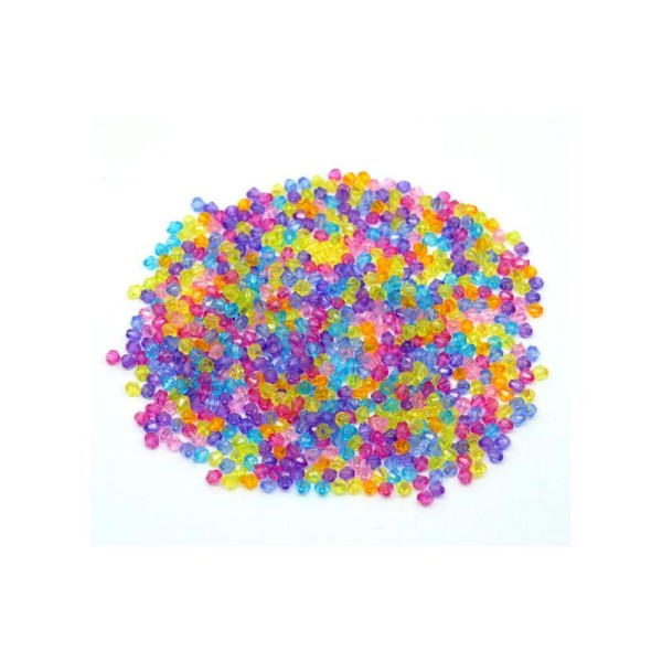 Lot 50 Mixte Perles 6x6mm Multicolore Intercalaires Bicone toupie Acrylique - Photo n°3