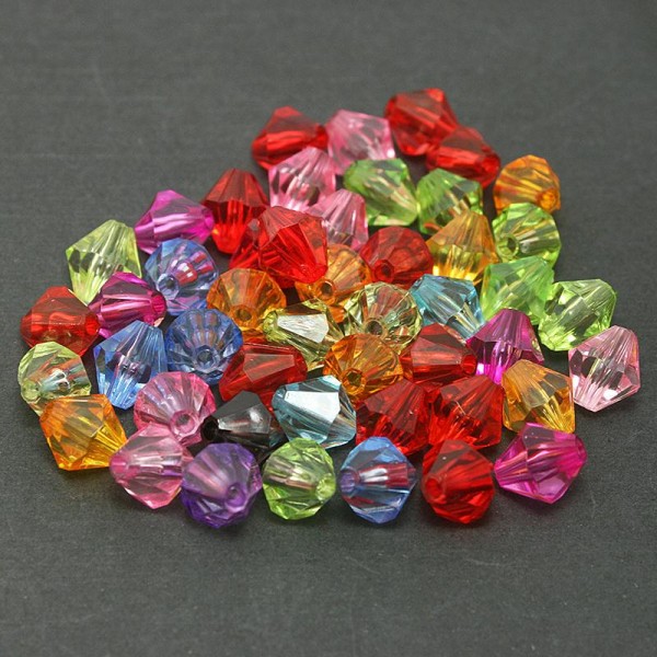 Lot 50 Mixte Perles 6x6mm Multicolore Intercalaires Bicone toupie Acrylique - Photo n°1
