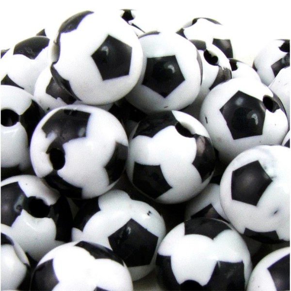 Lot 20 Perles Ballon de football Acrylique 8mm, création bijoux, attache tétine - Photo n°2
