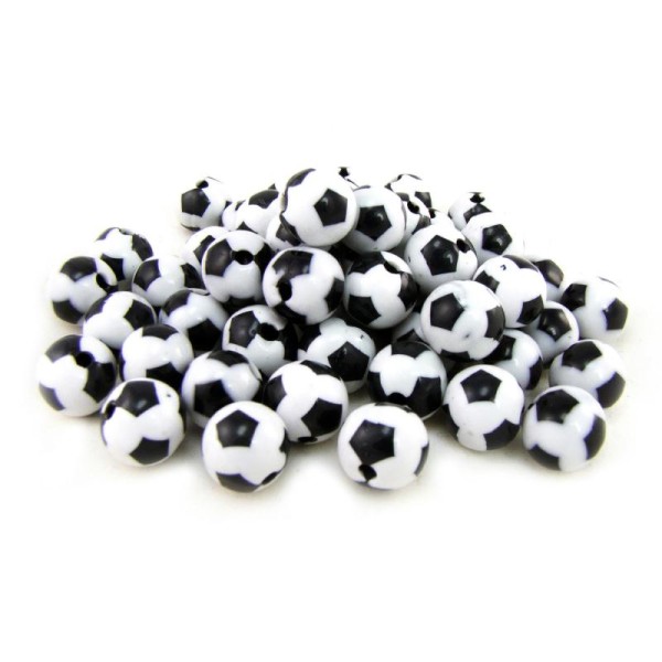 Lot 20 Perles Ballon de football Acrylique 8mm, création bijoux, attache tétine - Photo n°1