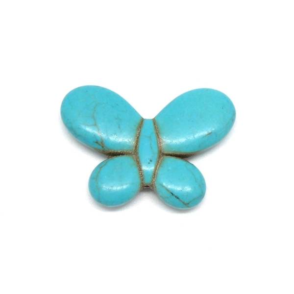 R-2 Perles Papillon Bleu Turquoise En Pierre Synthétique Imitation 