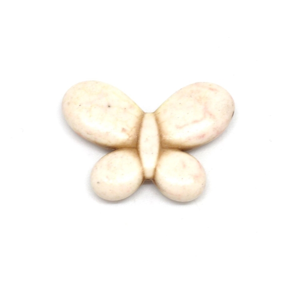 R-2 Perles Papillon Blanc Ivoire En Pierre Synthétique Imitation 