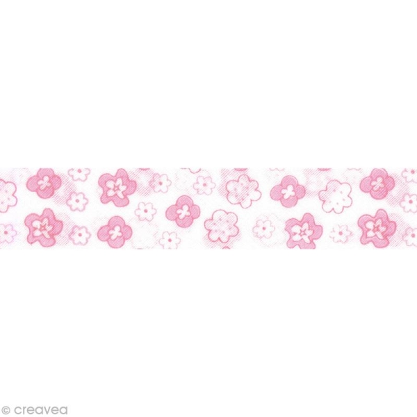 Biais fantaisie à coudre - Petites fleurs Rose x 3 mètres - Photo n°2