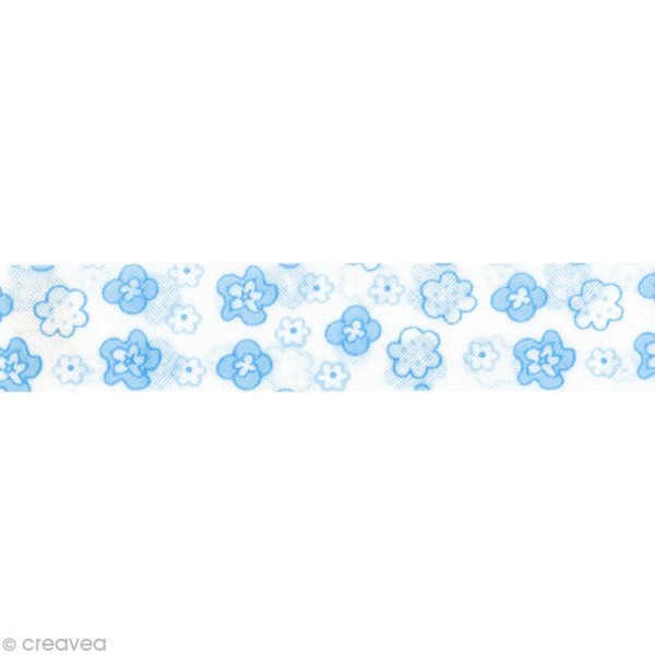 Biais fantaisie à coudre - Petites fleurs Bleu x 3 mètres - Photo n°2