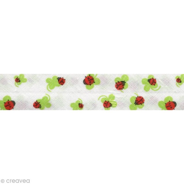 Biais fantaisie à coudre - Coccinelles Blanc x 3 mètres - Photo n°2