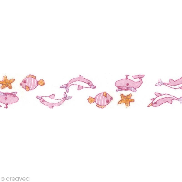 Biais fantaisie à coudre - La mer Rose x 3 mètres - Photo n°2