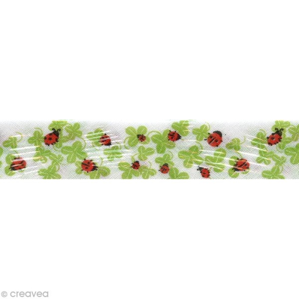 Biais fantaisie à coudre - Coccinelles et trèfles Multicolore x 3 mètres - Photo n°2