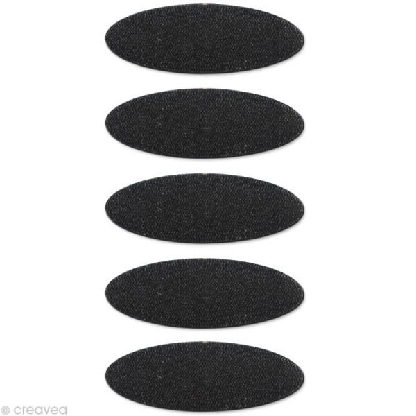 Pastille velcro ovale autocollante 3,5 x 1,2 cm Noir - 5 pièces