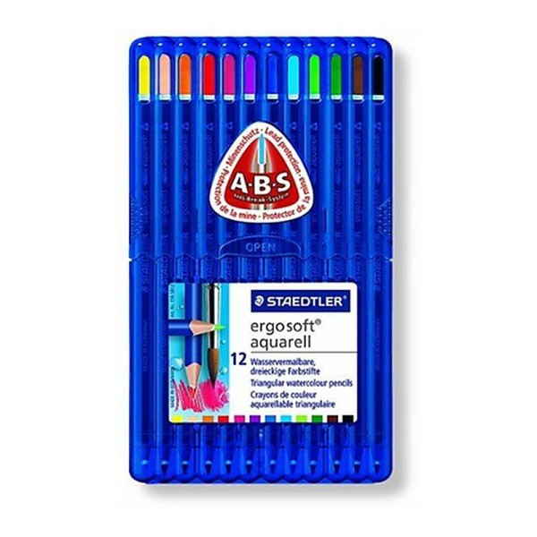 Staedtler Aquarellable ergosoft 156 Etui rigide de 12 crayons de Couleurs - Photo n°1