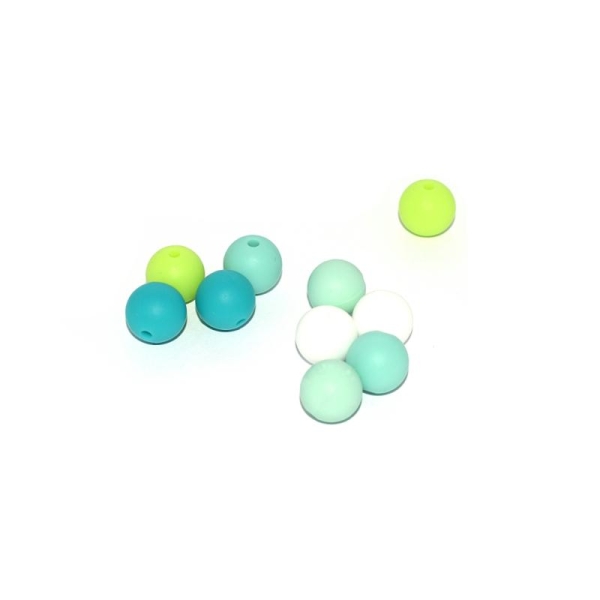 Perle silicone camaïeu vert 12 mm x10 - Photo n°1