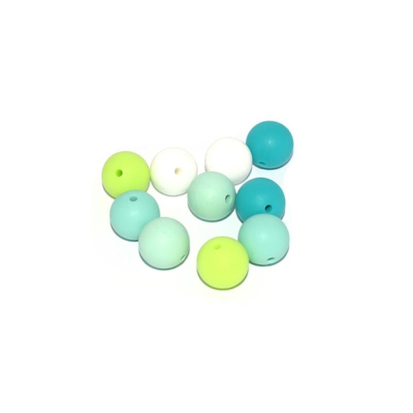 Perle silicone camaïeu vert 15 mm x10 - Photo n°1
