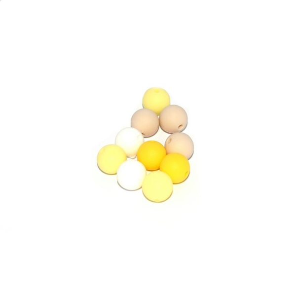 Perle silicone camaïeu jaune 12 mm x10 - Photo n°1