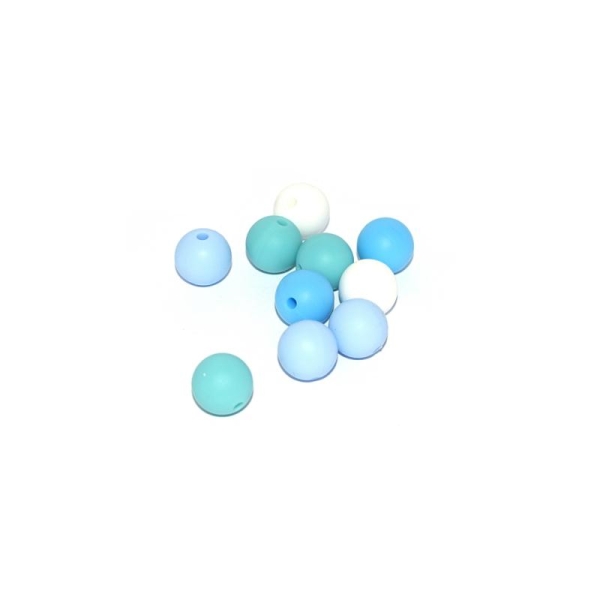 Perle silicone camaïeu bleu 12 mm x10 - Photo n°1