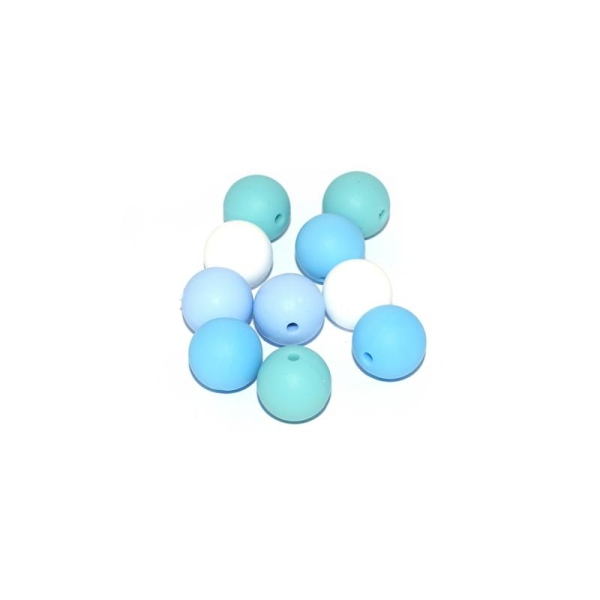 Perle silicone camaïeu bleu 15 mm x10 - Photo n°1