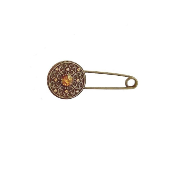 1 broche épingle support bijoux bronze et strass ROND DE LUMIERE - Photo n°1